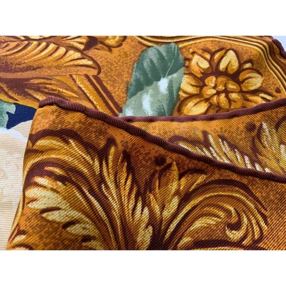 CHRISTIAN DIOR Brown With Flower Print Silk Scarf Italy SQR 34’’ EX.COND - Picture 7 of 8